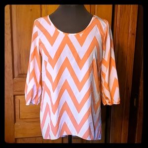Coral Chevron flowy top!